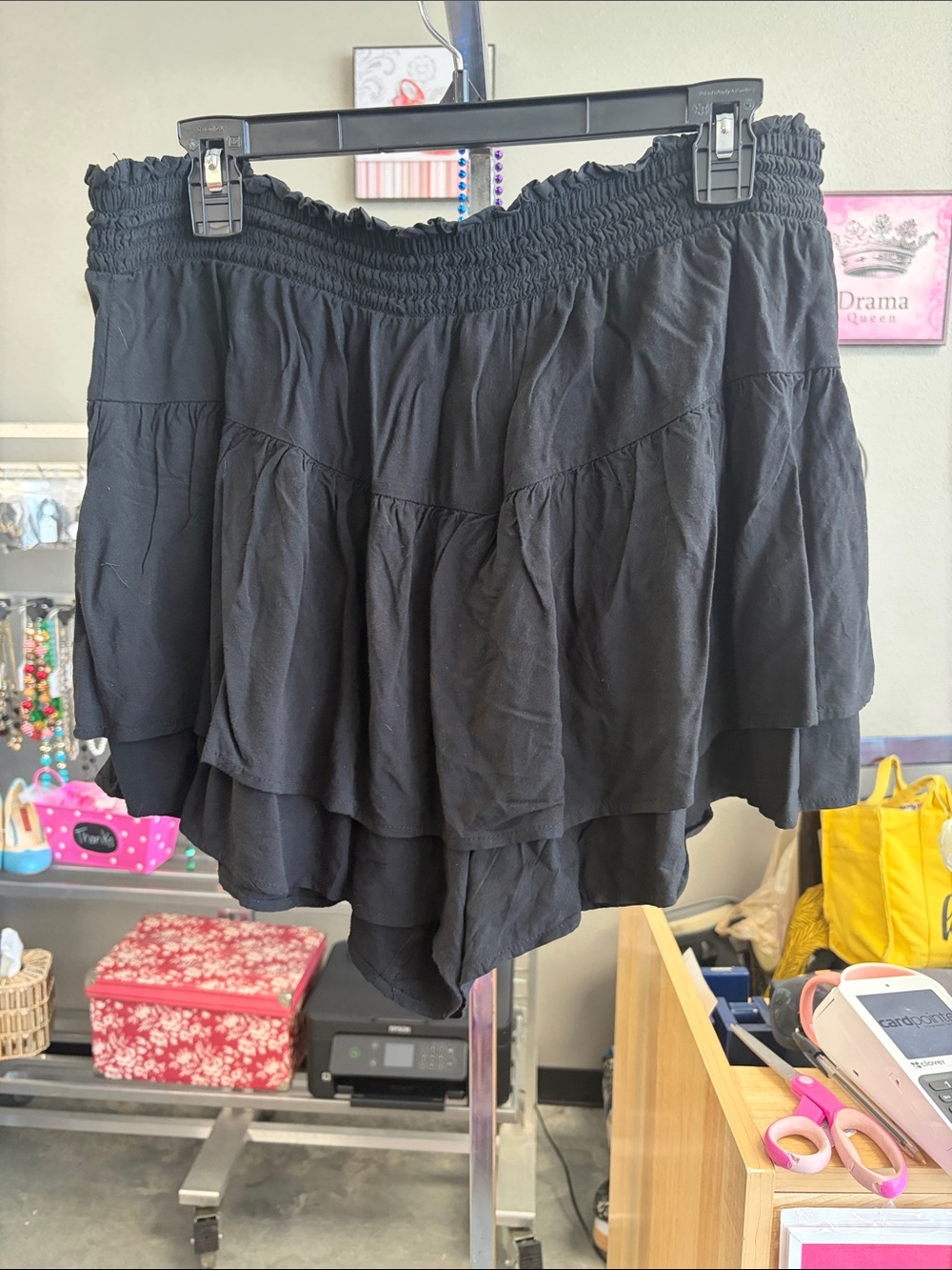 wild fable Black Smocked Waist Tiered Mini Skirt - Picture 3 of 3